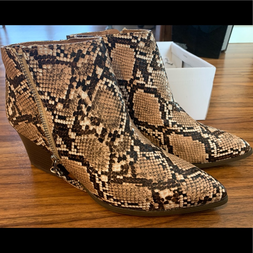Snakeskin booties